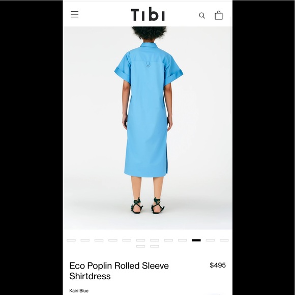 2022 spring Tibi Eco Poplin Rolled Sleeve Shirt Dress - Picture 2 of 10